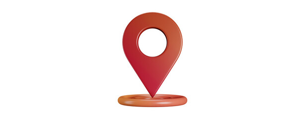 Fototapete - A vibrant 3d rendered red and orange gradient map location pin icon isolated on a clean transparent background, symbolizing navigation and destination