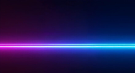 Fototapete - A vibrant, horizontal neon light divides a dark gradient background.