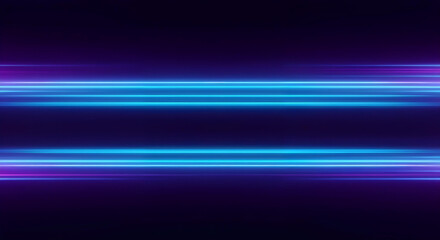 Fototapete - Abstract image featuring two horizontal lines of bright blue light against a dark background.