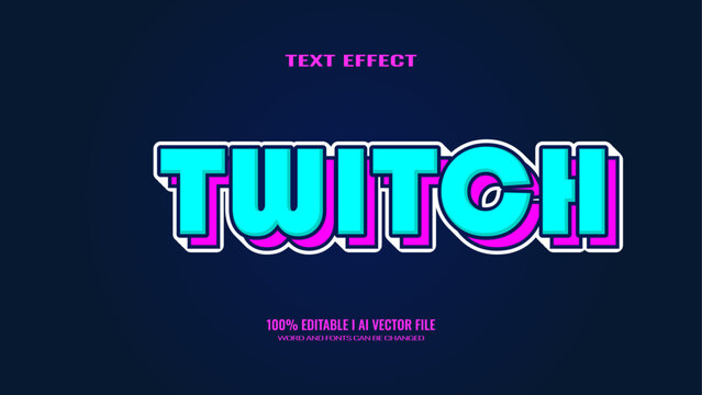 3D text effect twitch, editable text