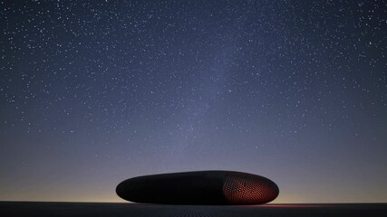 Wall Mural - futuristic extraterrestrial building glowing under the expansive milky way and starry night sky, hig