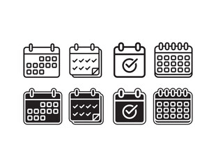 Poster - Collection of calendar icons with different designs isolated on white background