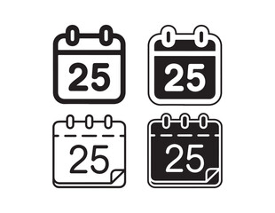 Poster - Four calendar icons showing the twenty fifth day of the month isolated on white background