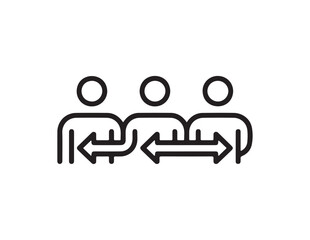 Poster - Three people connected by arrows indicating interaction or communication isolated on white background