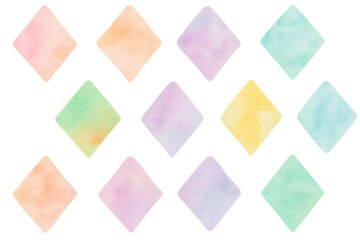 Aufkleber - Pastel watercolor diamonds forming geometric pattern, translucent overlay creating artistic texture for graphic design background and creative visual compositions
