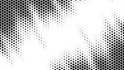 Poster - Black and white abstract halftone pattern with hexagon shape for modern background and jersey design. Honeycomb frame. Vector Format Illustration. 
