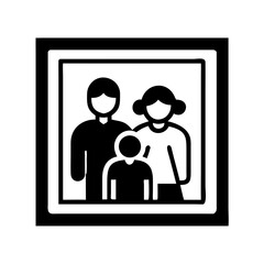 Poster - Framed family portrait with parents and child, minimalist style black and white