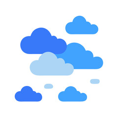 Poster - Stylized Blue Clouds Floating in a White Sky Abstract Illustration