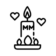 Poster - Romantic Candle with Hearts and MM Inscription for Valentine's Day Celebration