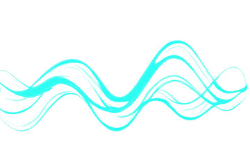 Leinwandbilder - Abstract turquoise wavy lines flowing on transparent background, creating a sense of motion and fluidity