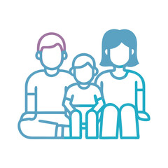 Poster - Stylized family icon of a man, woman, and child sitting together