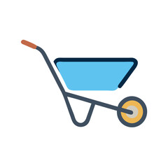 Poster - A simplistic representation of a light blue wheelbarrow used in gardening