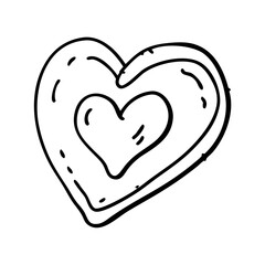Poster - Doodle heart design element with second heart shape within the figure