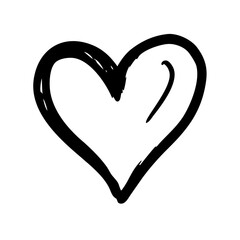 Poster - Stylized heart symbol drawing with a rough black outline on white background