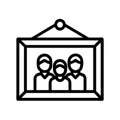 Poster - Framed photo with a family of three people in black and white