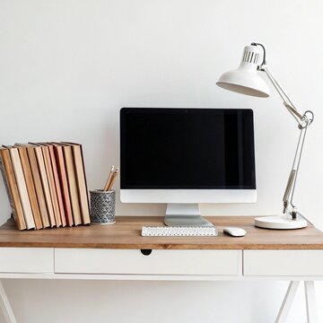 Minimalist Workspace Setup with Books and Desk Lamp Featuring IMG_1752415360786.jpg