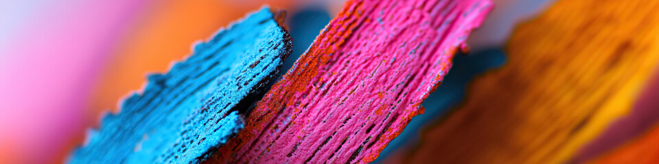 Poster - Close-up of Textured Paint Strokes in Blue, Pink, and Orange