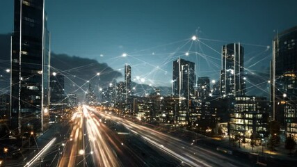 Poster - Night Cityscape: Smart City Network