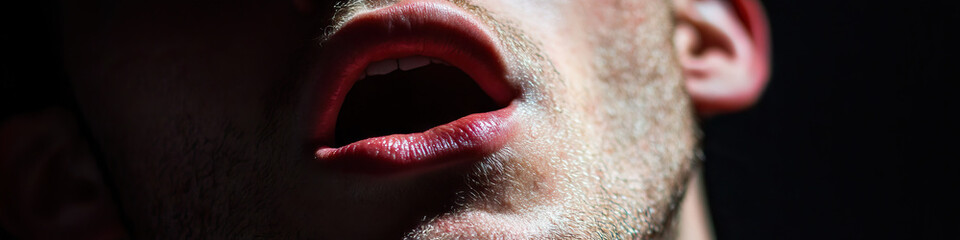 Poster - Close-up Photograph of a Man's Open Mouth