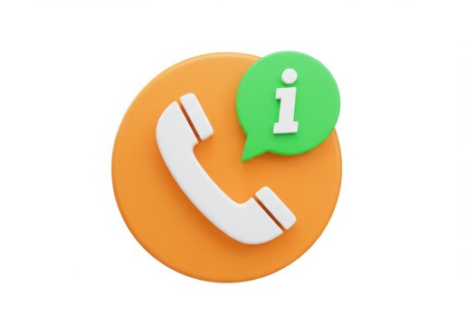 3d rendered phone icon with information speech bubble isolated on white background