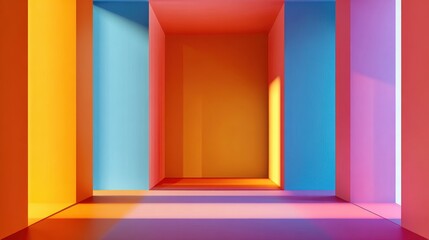 Poster - Colorful abstract interior space with vibrant walls and soft lighting creating a serene atmosphere