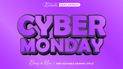 Poster - Cyber Monday Graphic Text Effect: A striking 3D text effect, perfect for Cyber Monday promotions, set against a vibrant purple background. Highlighting the easy-to-use graphic style. 