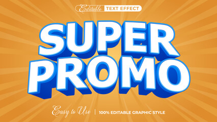 Poster - Super Promo: 3D text effect illustration in a striking display that radiates enthusiasm and promotion, the dynamic visual and text graphic is crafted to boost your message