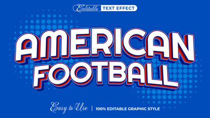 Poster - American Football Text Effect: A bold text effect design in vibrant blue and red, showcasing 