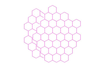 Aufkleber - Pink hexagonal grid pattern forming a geometric structure, ideal for technology or abstract backgrounds, with transparent background