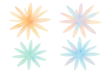 Poster - Delicate watercolor blooms floating softly, pastel petals blending gently against transparent backdrop