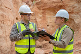 Geologist surveying mine,Explorers collect soil samples to look for minerals, A geologist is a scientist who studies the Earth's physical structure and substances Geologist surveying mine,Explorers collect soil samples to look for minerals, A geologist is a scientist who studies the Earth's physical structure and substances