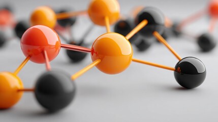 Poster - A group of spheres forming a network to represent aligned decision nodes and coordination in agile team environments