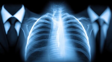 Poster - Man's chest in x-ray style representing a radiograph icon concept focused on business attitude and professionalism