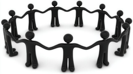 Poster - Group of diverse people holding hands in a circle representing business cohesion index in a minimalist style concept