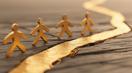 Poster - A group of individuals walking on a wooden floor emphasizing clarity in direction and collective movement in a scene