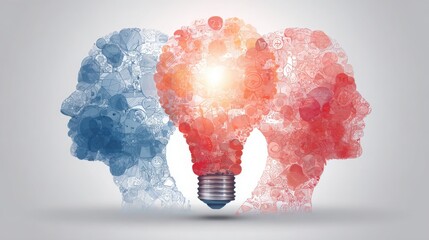 Poster - Light bulb with a brain inside representing the fusion of ideas, intelligence, and collective mind in innovation