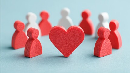 Poster - Group of diverse people forming a heart shape symbolizing unity and collaboration in an ethical team environment