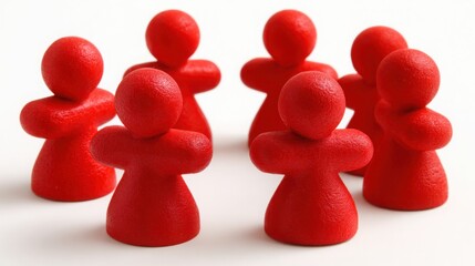 Poster - Group of red people symbolizing unity and collective leadership in a conceptual representation of team dynamics