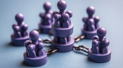 Poster - Group of purple people symbolizing diversity and collective leadership in a conceptual representation of teamwork dynamics