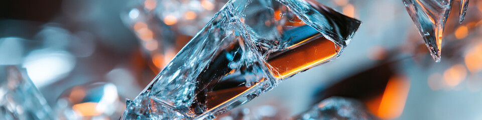 Poster - Fractured Prismatic Objects with Teal, Blue, and Amber Lighting