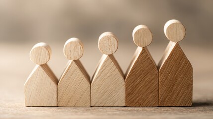 Poster - Engaging illustration of a group of wooden people symbolizing confidence and optimism amidst uncertainty