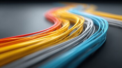 Poster - Vibrant bunch of colorful wires representing optimism in strategy with rising graph lines for innovative ideas