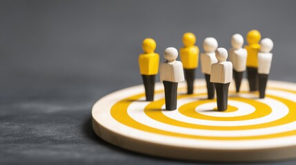Poster - Group of people standing in a symbolizing an outcome-focused culture aiming at clear goals and objectives