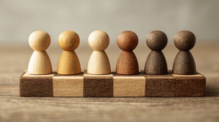 Poster - A collection of wooden pegs arranged together illustrating positive strategy interface and collaborative play elements