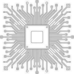 Fototapete - Detailed Circuit Board Pattern for Technology Background, Minimalist Circuit Board Background, Circuit Board Layout, Tech Chip Design, Minimal PCB Art, Processor Blueprint, Line Tech Background