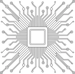 Fototapete - Detailed Circuit Board Pattern for Technology Background, Minimalist Circuit Board Background, Circuit Board Layout, Tech Chip Design, Minimal PCB Art, Processor Blueprint, Line Tech Background