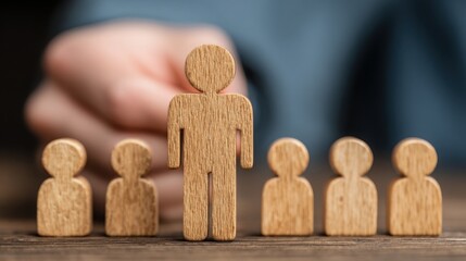 Poster - Person positioned between a group of people illustrating the concept of strategic integrity and ethical connections