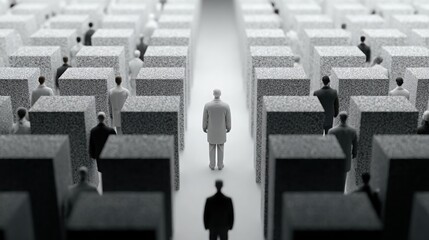 Poster - Man standing in front of a row of people representing leadership and strategic mindset in group settings
