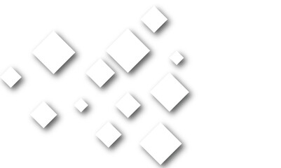 Poster - White abstract polygon texture on gray background Silver color square pattern on banner with shadow. Abstract white and grey color geometric background