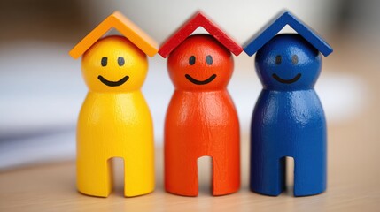 Poster - Three wooden figures with faces representing team resilience matrix and the importance of individual connections in teams
